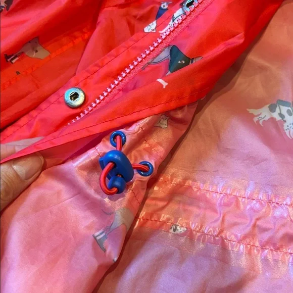 JOULES Unisex 6 Red Puppy Dog Printed Rain Jacket Coat Long Fit Hooded - Picture 4 of 10